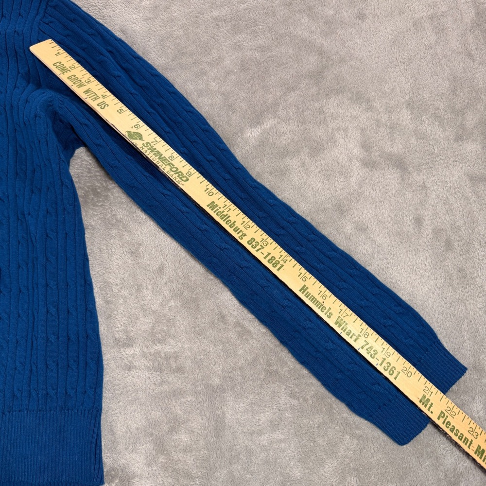 Tommy Hilfiger Cable Knit Sweater Women XL Blue XW07179 400 C3J Cotton Crewneck - Picture 3 of 9
